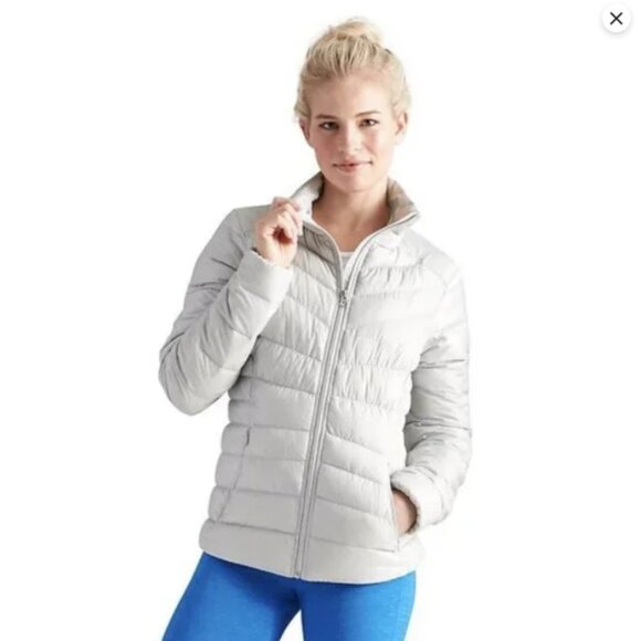 Athleta Downalicious Goose Down Jacket -‎ Earthy Greyish Blue - Picture 13 of 14